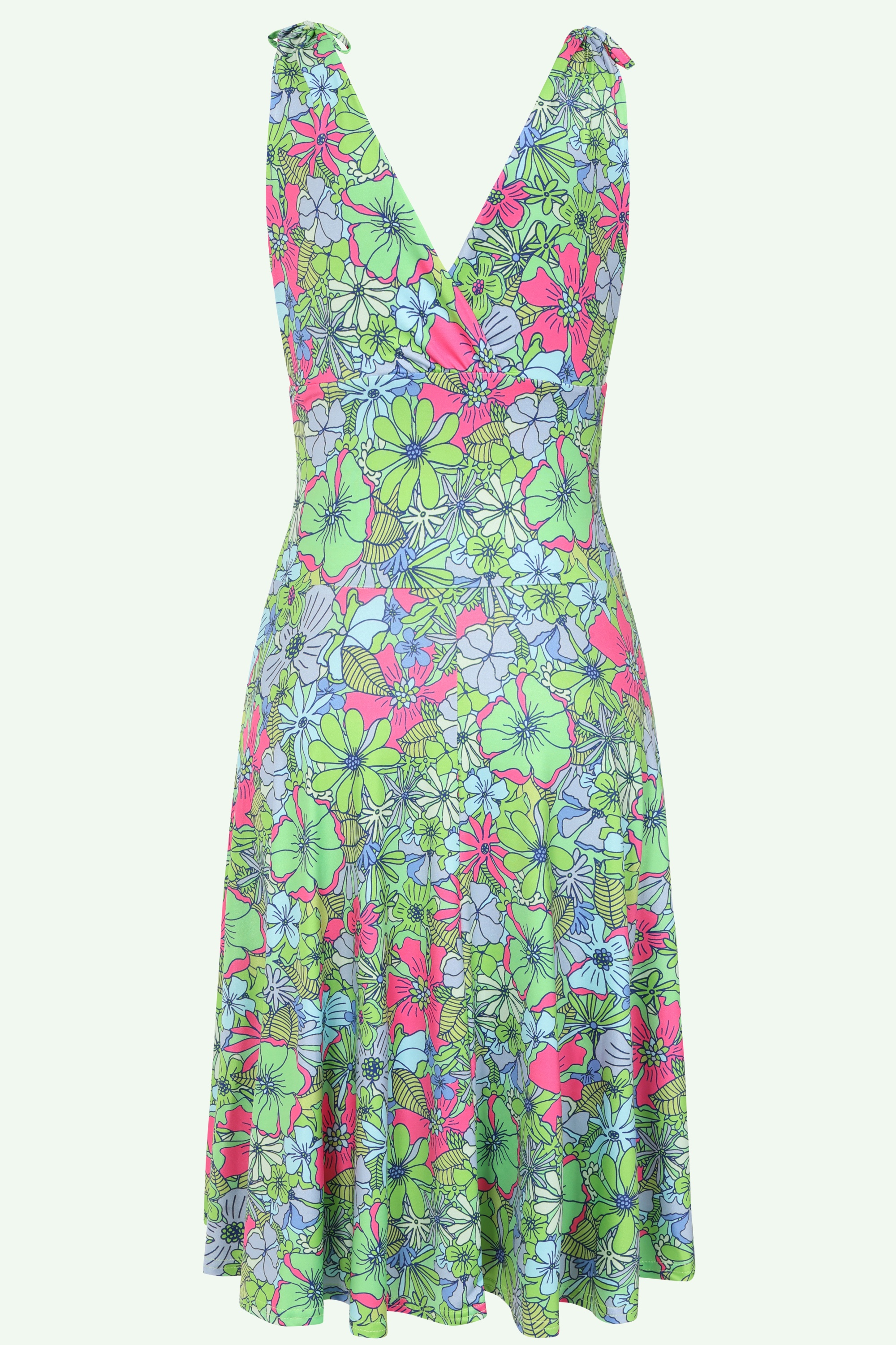 Vintage Chic for Topvintage - Topvintage Exclusive ~ Grecian Floral jurk in groen en multi 3