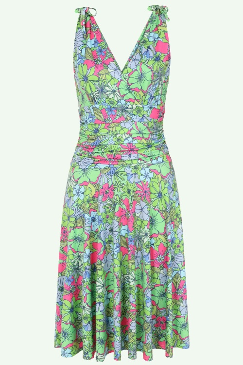 Vintage Chic for Topvintage - Topvintage Exclusive ~ Grecian Floral jurk in groen en multi