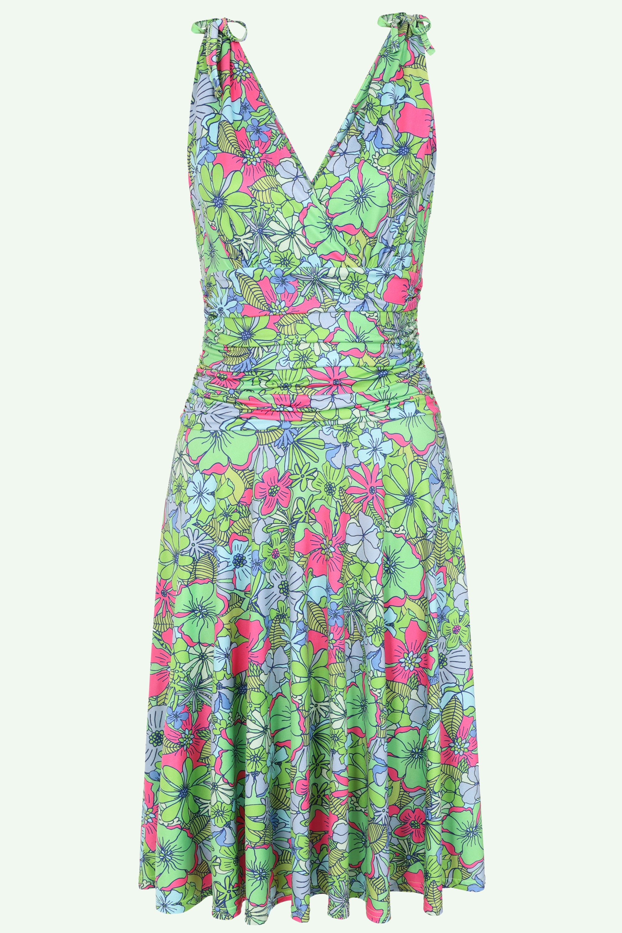 Vintage Chic for Topvintage - Topvintage Exclusive ~ Grecian Floral jurk in groen en multi