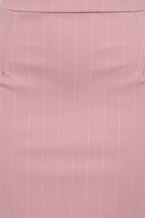 Vintage Chic for Topvintage - Topvintage exclusive ~ Loreen krijtstreep pencil rok in roze 2