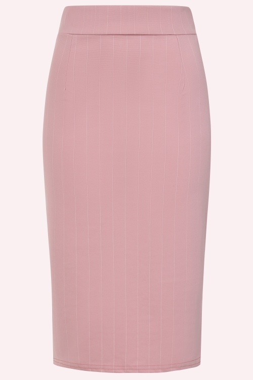 Vintage Chic for Topvintage - Topvintage exclusive ~ Loreen bengaline krijtstreep pencil rok in zwart en wit
