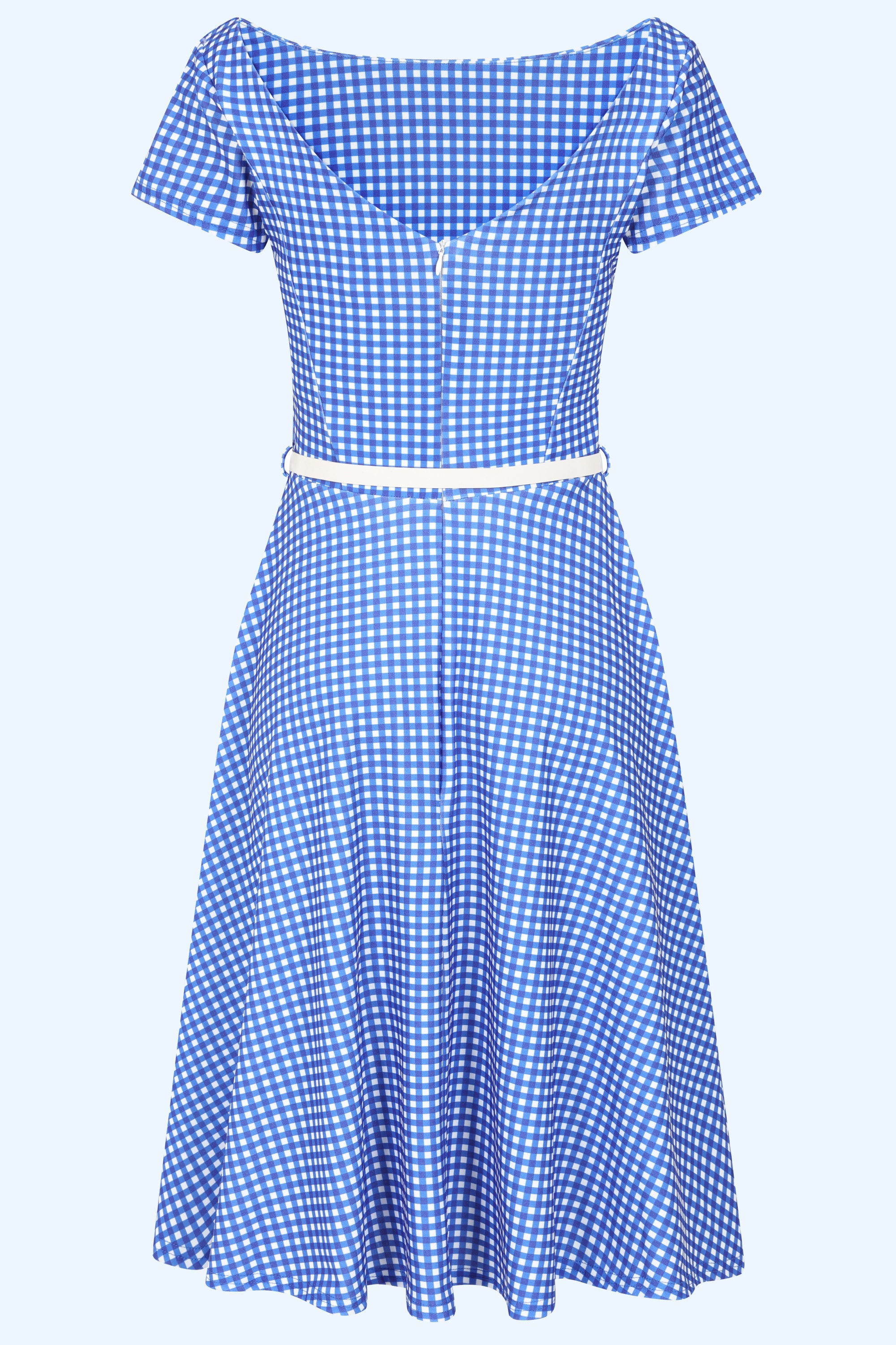 Vintage Chic for Topvintage - Topvintage exclusive ~ Julie gingham swing jurk in blauw en wit 3