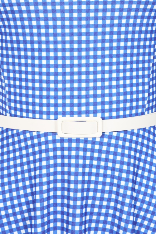 Vintage Chic for Topvintage - Topvintage exclusive ~ Julie gingham swing jurk in blauw en wit 2