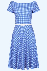 Vintage Chic for Topvintage - Topvintage exclusive ~ Julie gingham swing jurk in blauw en wit