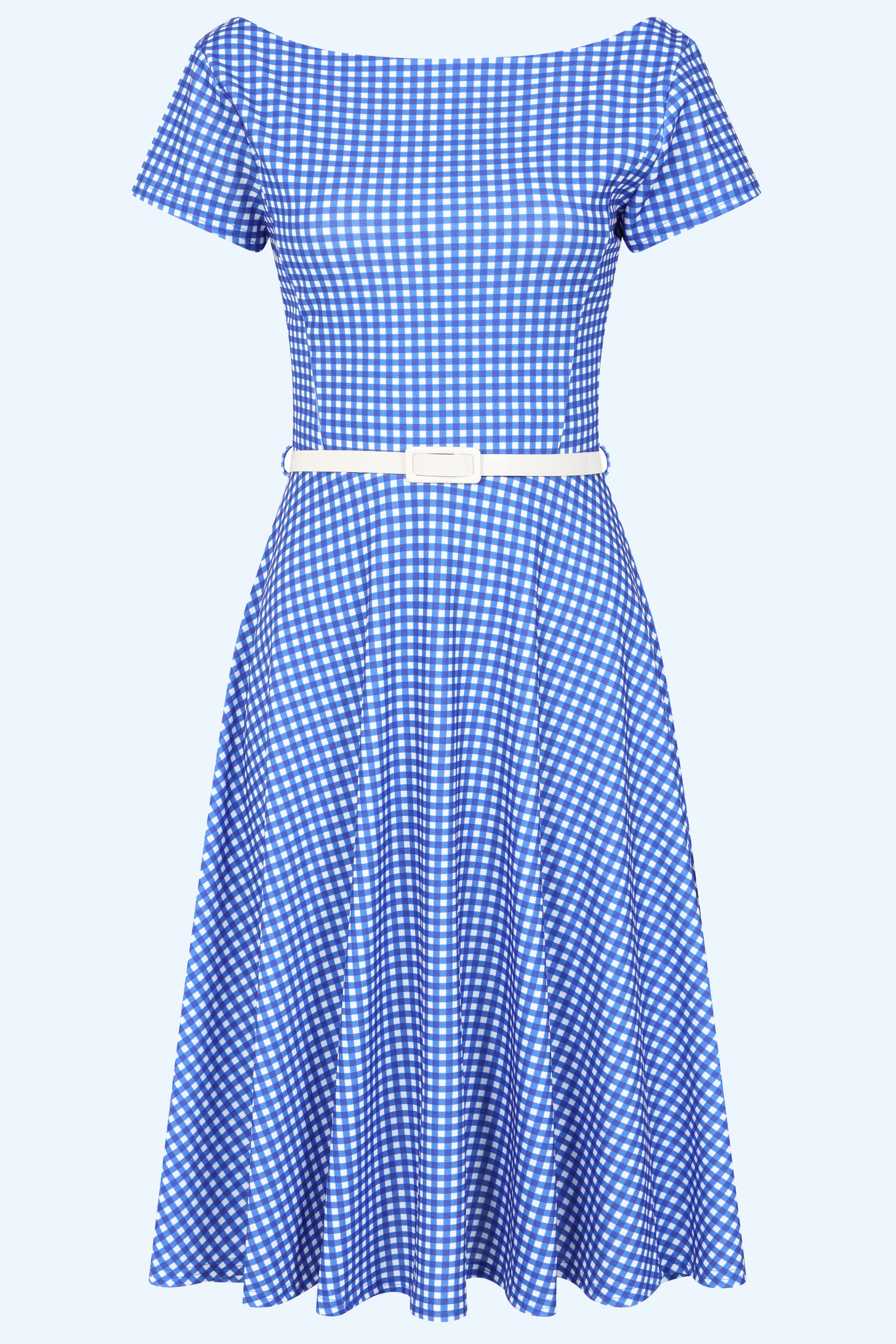 Vintage Chic for Topvintage - Topvintage exclusive ~ Julie gingham swing jurk in blauw en wit