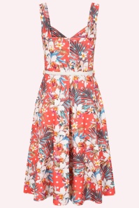 Vintage Chic for Topvintage - Topvintage Exclusive ~ Rita Tropical swing jurk in koraal 3