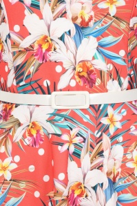 Vintage Chic for Topvintage - Topvintage Exclusive ~ Rita Tropical swing jurk in koraal 2