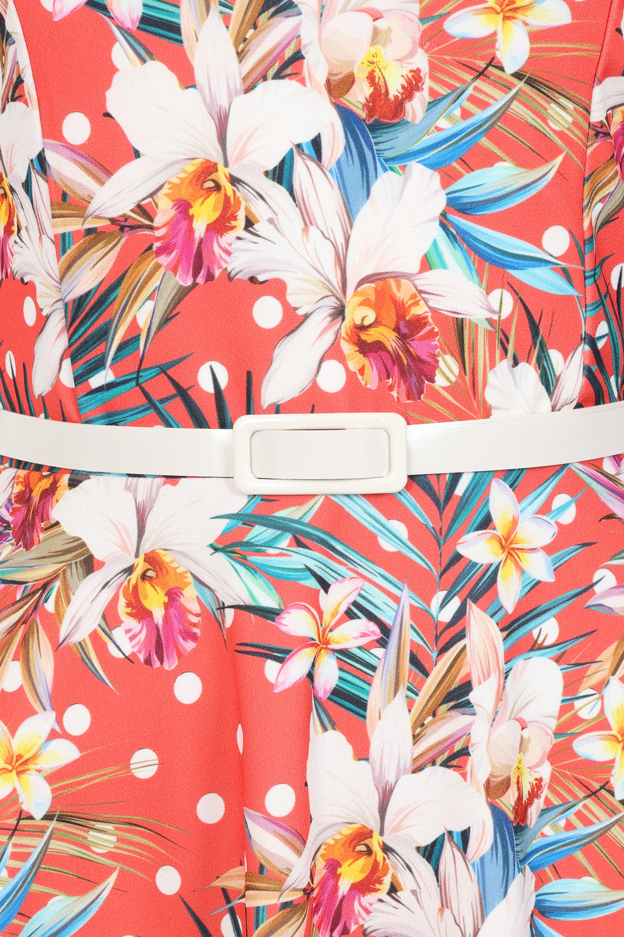 Vintage Chic for Topvintage - Topvintage Exclusive ~ Rita Tropical swing jurk in koraal 2
