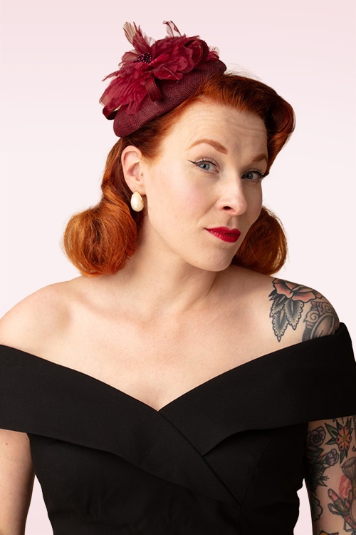 Banned Retro - The Duchess fascinator in bordeauxrood 2