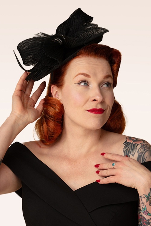 Banned Retro - Lady Lou fascinator in zwart 2