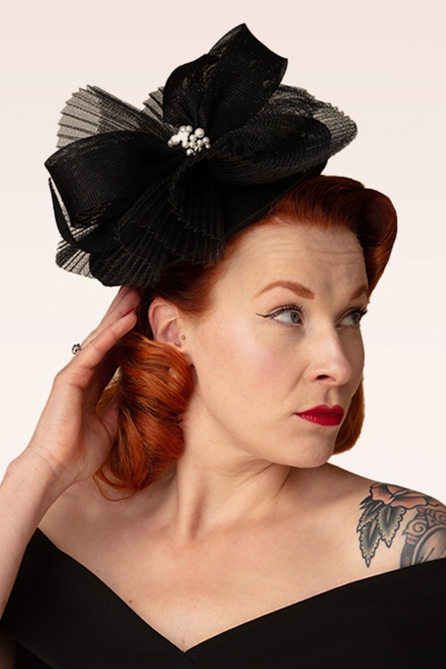 Banned Retro - Lady Lou fascinator in zwart