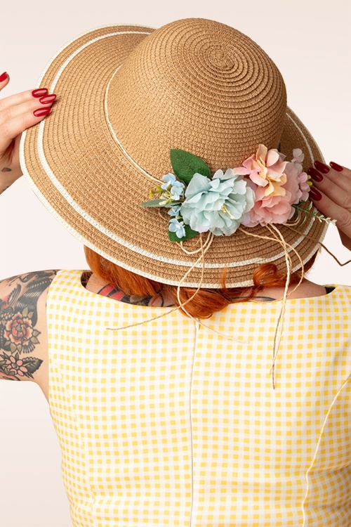 Banned Retro - Garden Party zonnehoed in naturel