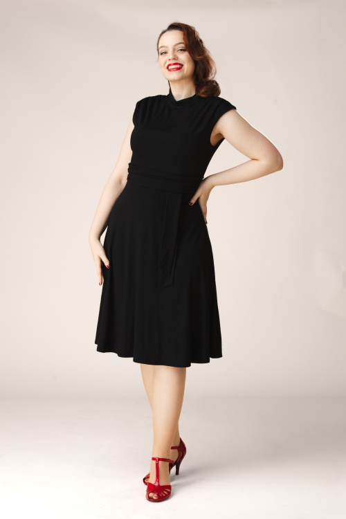 Topvintage Boutique Collection - Topvintage exclusive ~ Mitzy semi-swing jurk in zwart