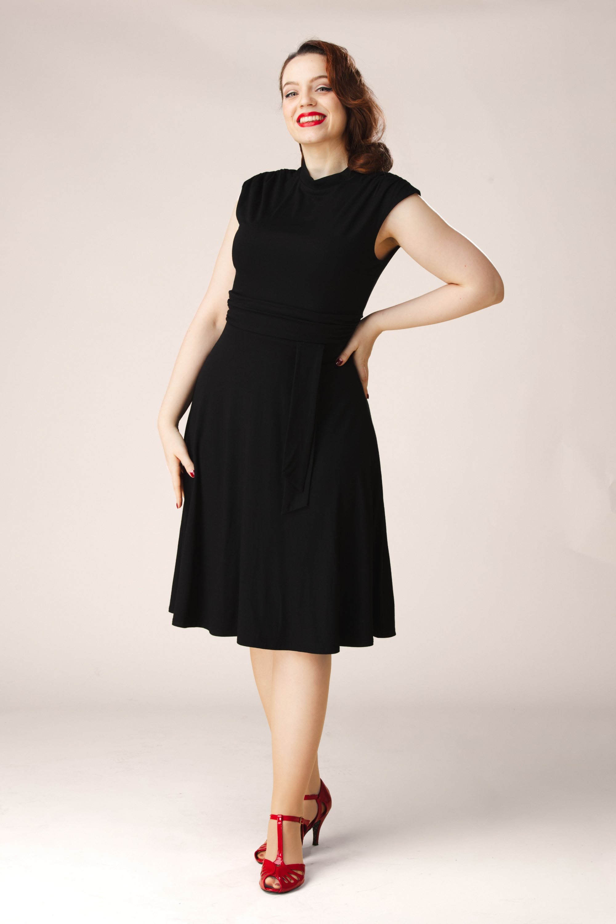 Topvintage Boutique Collection - Topvintage exclusive ~ Mitzy semi-swing jurk in zwart