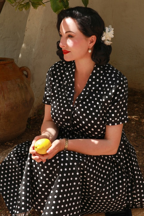 Banned Retro - Bella Polka swing jurk in zwart 2