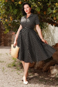 Banned Retro - Bella Polka swing jurk in zwart