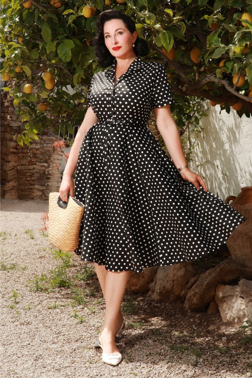Banned Retro - Bella Polka swing jurk in zwart