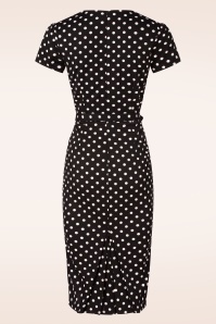 Rock-a-Booty - Topvintage exclusive ~ Fleur polkadot pencil jurk in zwart en wit 6