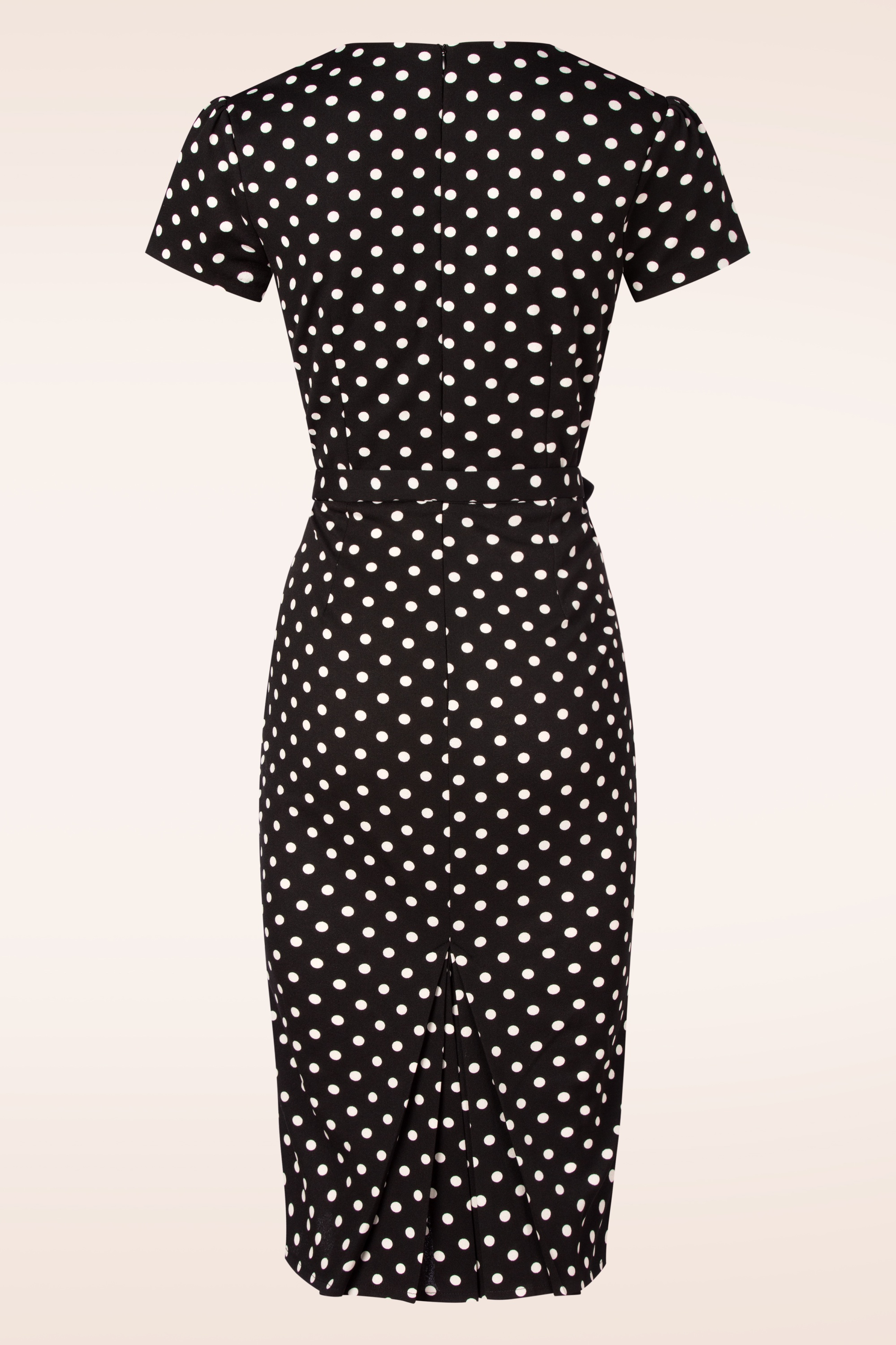 Rock-a-Booty - Topvintage exclusive ~ Fleur polkadot pencil jurk in zwart en wit 6