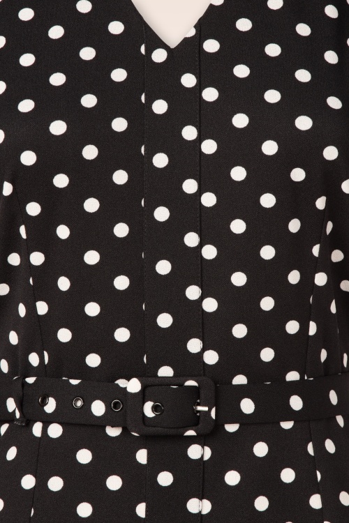 Rock-a-Booty - Topvintage exclusive ~ Fleur polkadot pencil jurk in zwart en wit 3