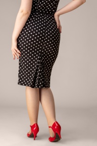 Rock-a-Booty - Topvintage exclusive ~ Fleur polkadot pencil jurk in zwart en wit 5