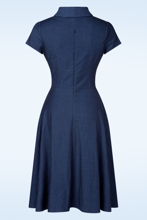Rock-a-Booty - Topvintage exclusive ~ Emma swing jurk in blauw 5