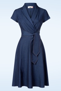 Rock-a-Booty - Topvintage exclusive ~ Emma swing jurk in blauw 2