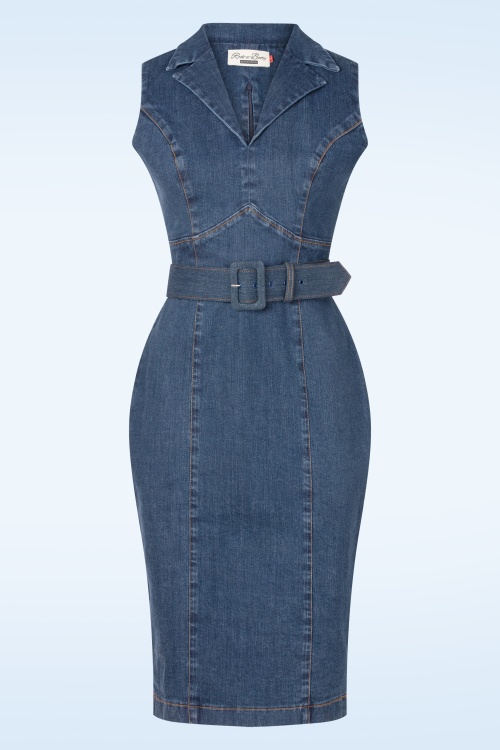 Rock-a-Booty - Topvintage exclusive ~ Dianne pencil in middenblauw 2