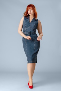 Rock-a-Booty - Topvintage exclusive ~ Dianne pencil in middenblauw