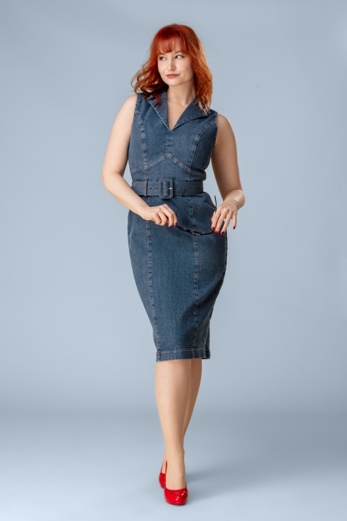 Rock-a-Booty - Topvintage exclusive ~ Dianne pencil in middenblauw