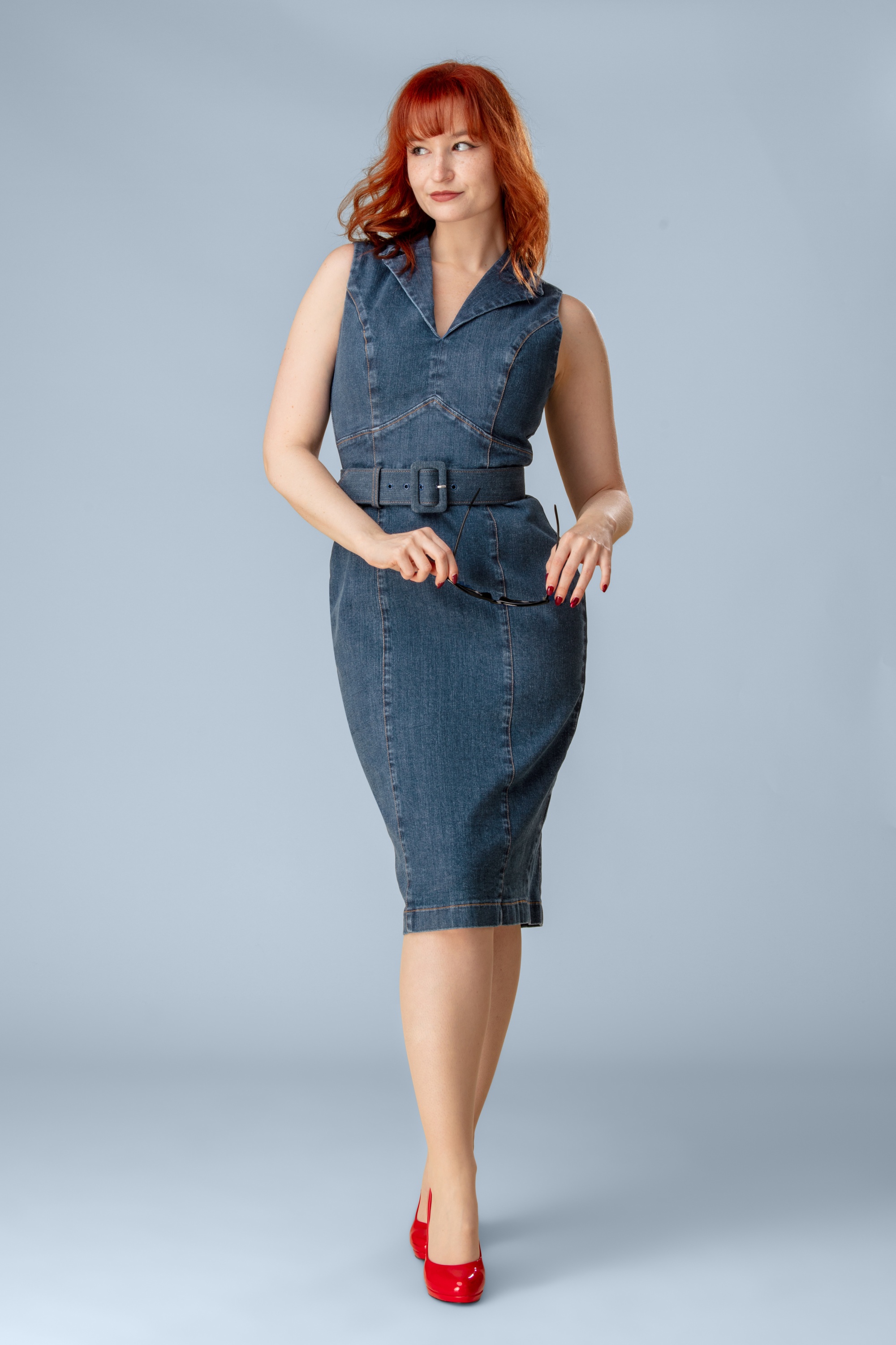 Rock-a-Booty - Topvintage exclusive ~ Dianne pencil in middenblauw