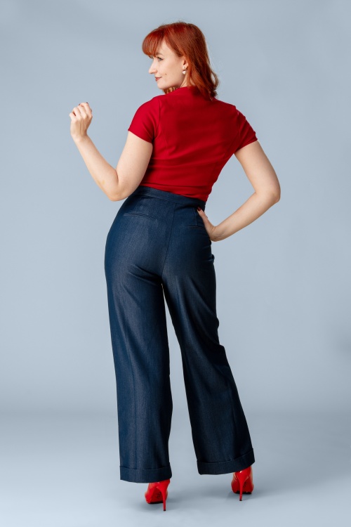 Rock-a-Booty - Topvintage exclusive ~ Alma pantalon in blauw 3
