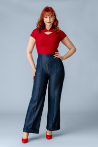 Rock-a-Booty - Topvintage exclusive ~ Alma pantalon in blauw