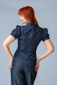 Rock-a-Booty - Topvintage exclusive ~ Indie blouse in blauw 4