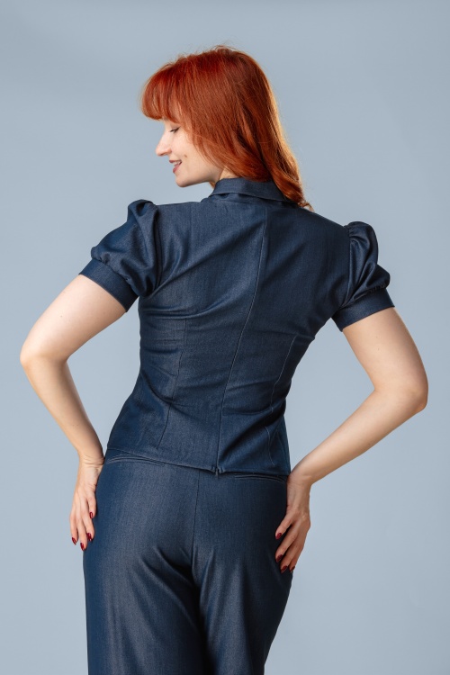 Rock-a-Booty - Topvintage exclusive ~ Indie blouse in blauw 4