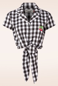 Rock-a-Booty - Topvintage exclusive ~ Roxy check blouse in zwart en wit 2