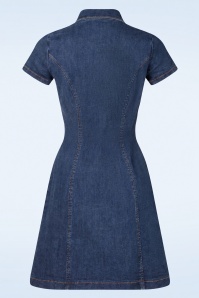 Rock-a-Booty - Topvintage exclusive ~ Billy A-lijn jurk in midden blauw 5