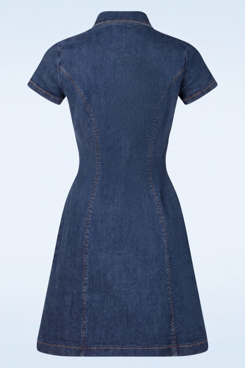 Rock-a-Booty - Topvintage exclusive ~ Billy A-lijn jurk in midden blauw 5