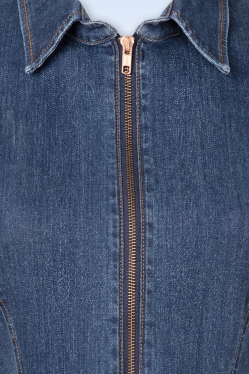 Rock-a-Booty - Topvintage exclusive ~ Billy A-lijn jurk in midden blauw 3