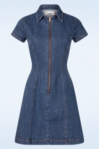 Rock-a-Booty - Topvintage exclusive ~ Billy A-lijn jurk in midden blauw 2
