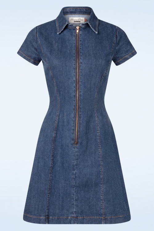Rock-a-Booty - Topvintage exclusive ~ Billy A-lijn jurk in midden blauw 2