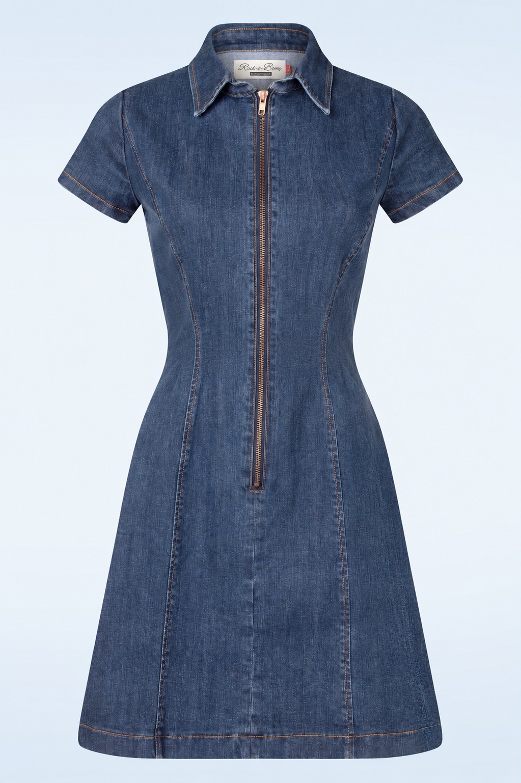 Rock-a-Booty - Topvintage exclusive ~ Billy A-lijn jurk in midden blauw 2