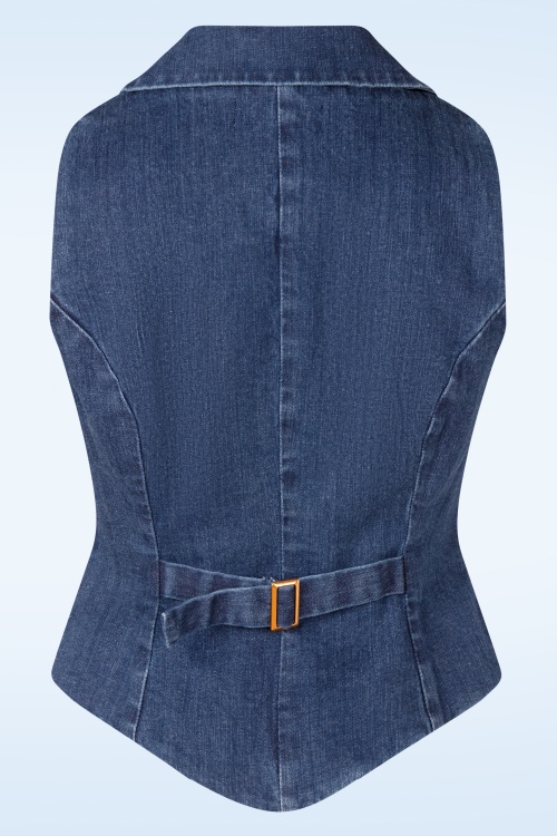 Rock-a-Booty - Topvintage exclusive ~ Charlie gilet in mid blauw 5