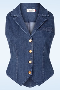 Rock-a-Booty - Topvintage exclusive ~ Charlie gilet in mid blauw 2