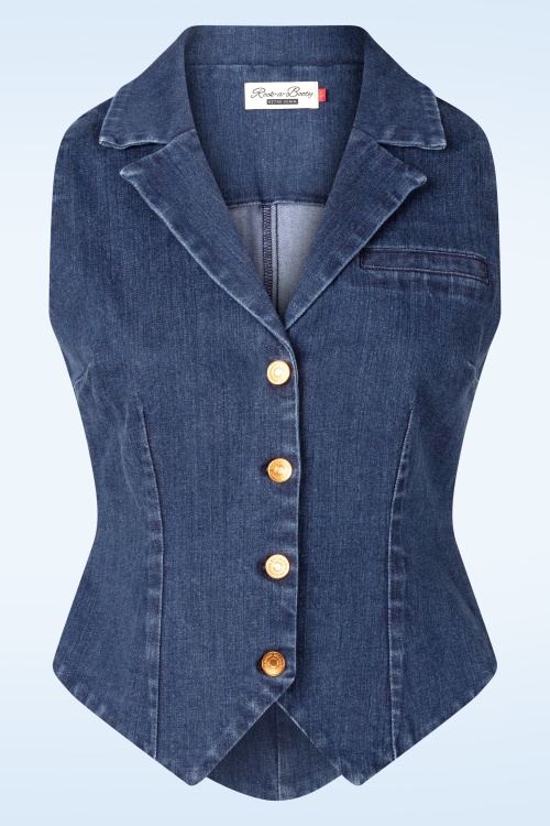 Rock-a-Booty - Topvintage exclusive ~ Charlie gilet in mid blauw 2