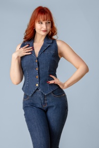 Rock-a-Booty - Topvintage exclusive ~ Charlie gilet in mid blauw