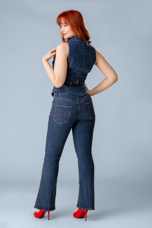 Rock-a-Booty - Topvintage exclusive ~ Rosa jeans in middenblauw 3