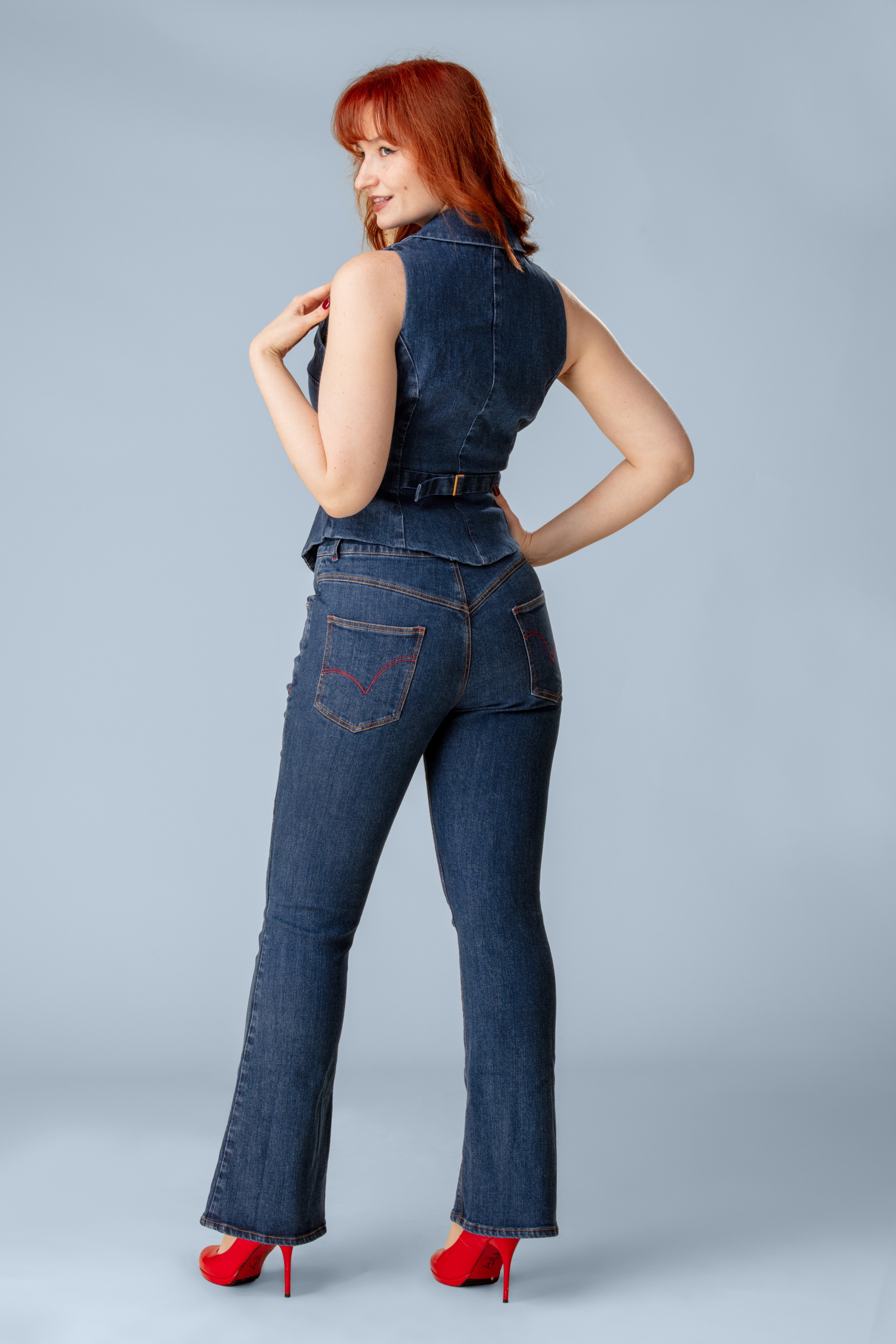 Rock-a-Booty - Topvintage exclusive ~ Rosa jeans in middenblauw 3