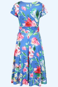 Vintage Chic for Topvintage - Topvintage exclusive ~ Andi Floral swing jurk in korenbloemblauw en multi 3