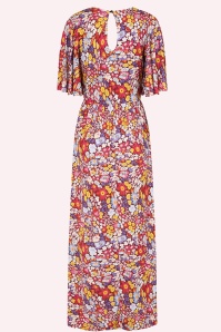 Vintage Chic for Topvintage - Topvintage exclusive ~ Jade Warped Botanical maxi jurk in maroon en multi 3